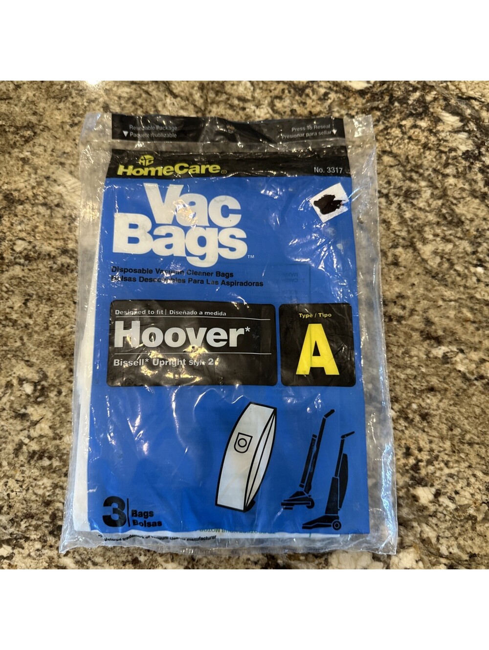 Home Care Vac Bags Hoover Type A Bissell Upright Style 2 - 3 BAGS IN PACK 2003